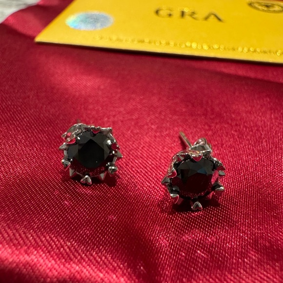 Black Moissanite 2.0 ct earrings white gold plated - Picture 1 of 5